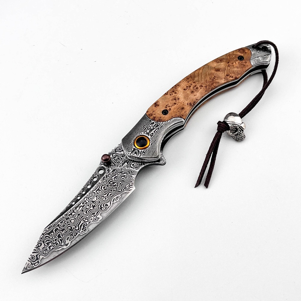 Vintage Collectible Knives - High Hardness Damascus Pattern Folding Knife