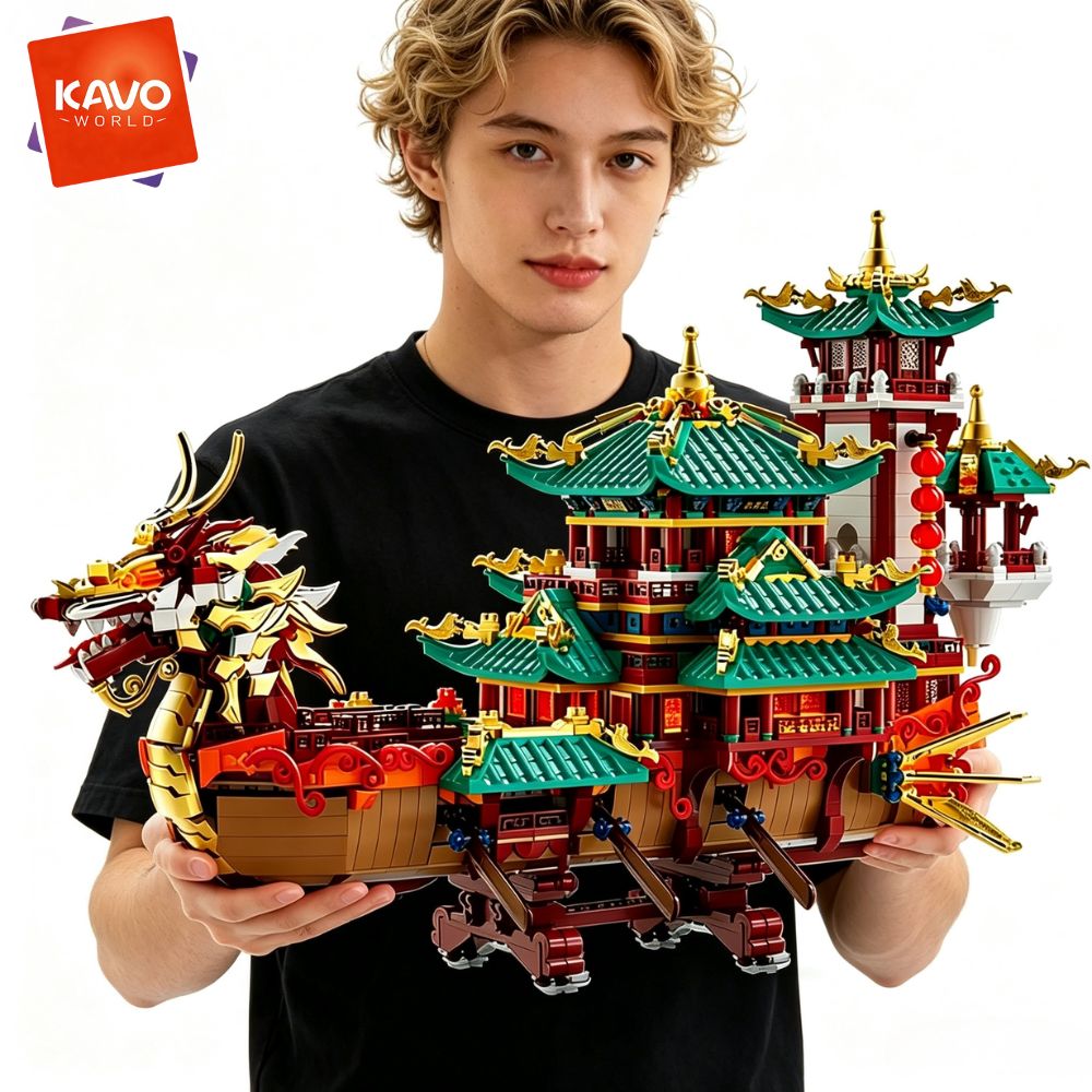 Vintage Toys Collector - KAVOWORLD 2453pcs Dragon Boat Building Blocks