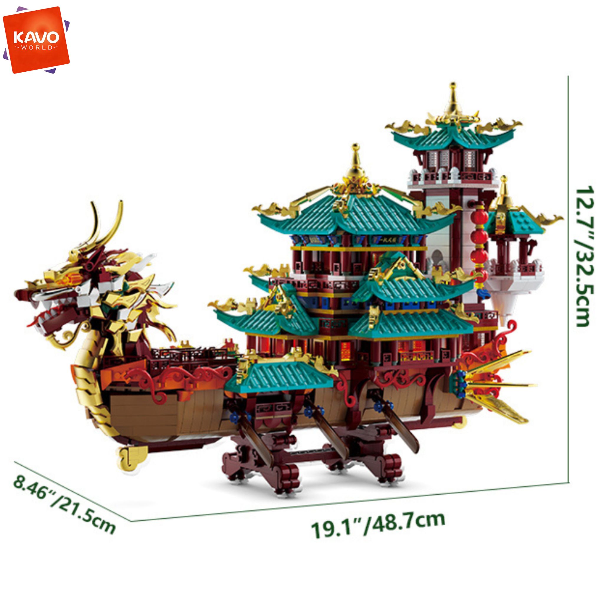 KAVOWORLD 2453pcs Dragon Boat  - Vintage Toys Collector ulasan dan harga
