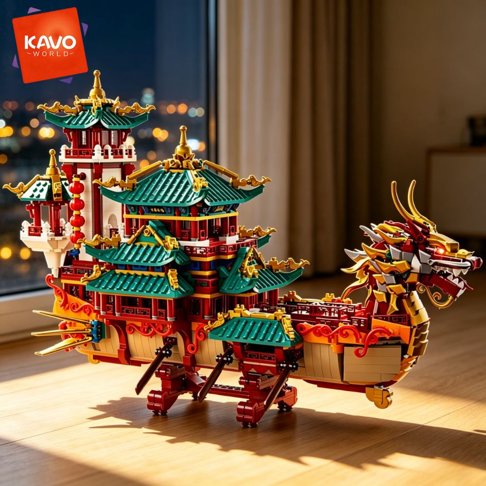 KAVOWORLD 2453pcs Dragon Boat  - Vintage Toys Collector ulasan dan harga