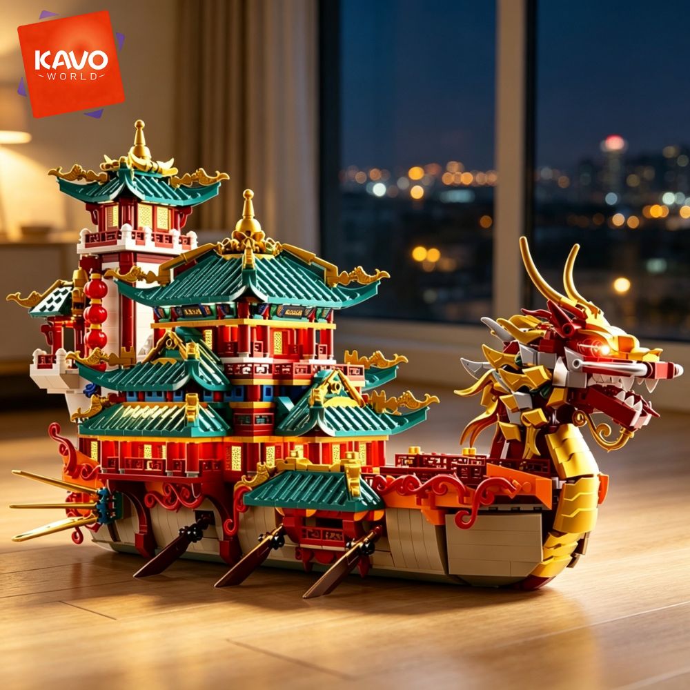 KAVOWORLD 2453pcs Dragon Boat  - Vintage Toys Collector ulasan dan harga
